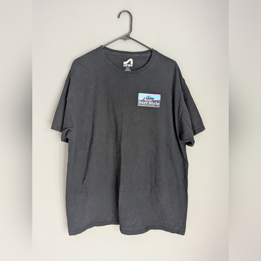 Surf Style Black Short Sleeve Tee with Surf Logo Size XL